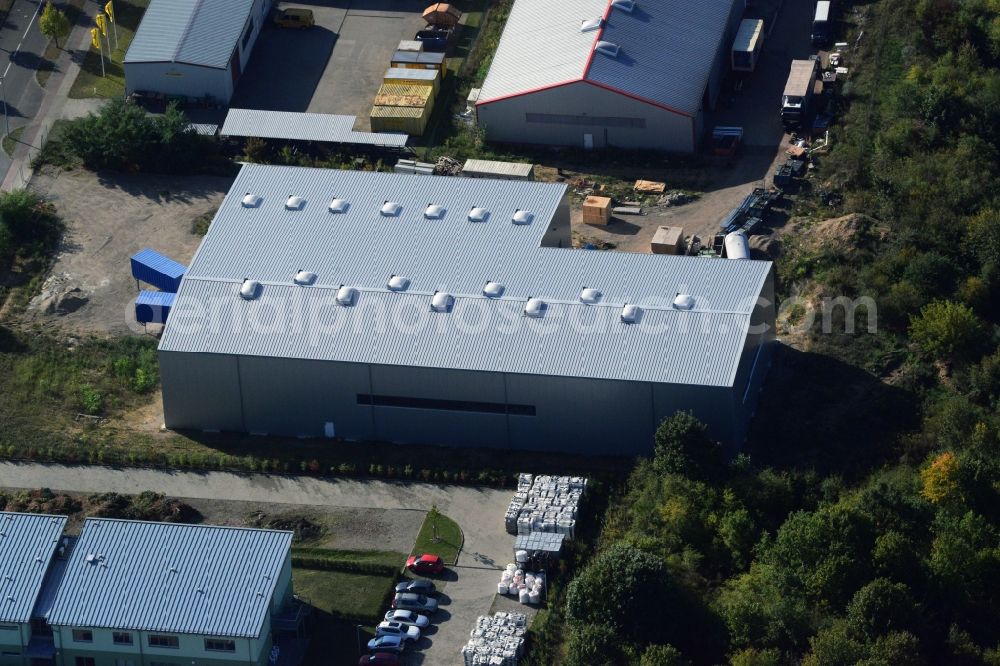 Aerial photograph Strausberg - Newly built warehouse in the industrial area on the street Am Biotop in Strausberg in Brandenburg