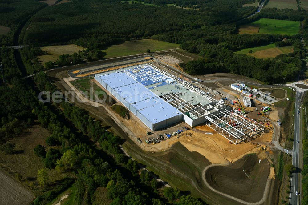 Stelle from the bird's eye view: Construction site for the new construction of a warehouse for Aldi on Harburger Strasse in Stelle in the state Lower Saxony, Germany