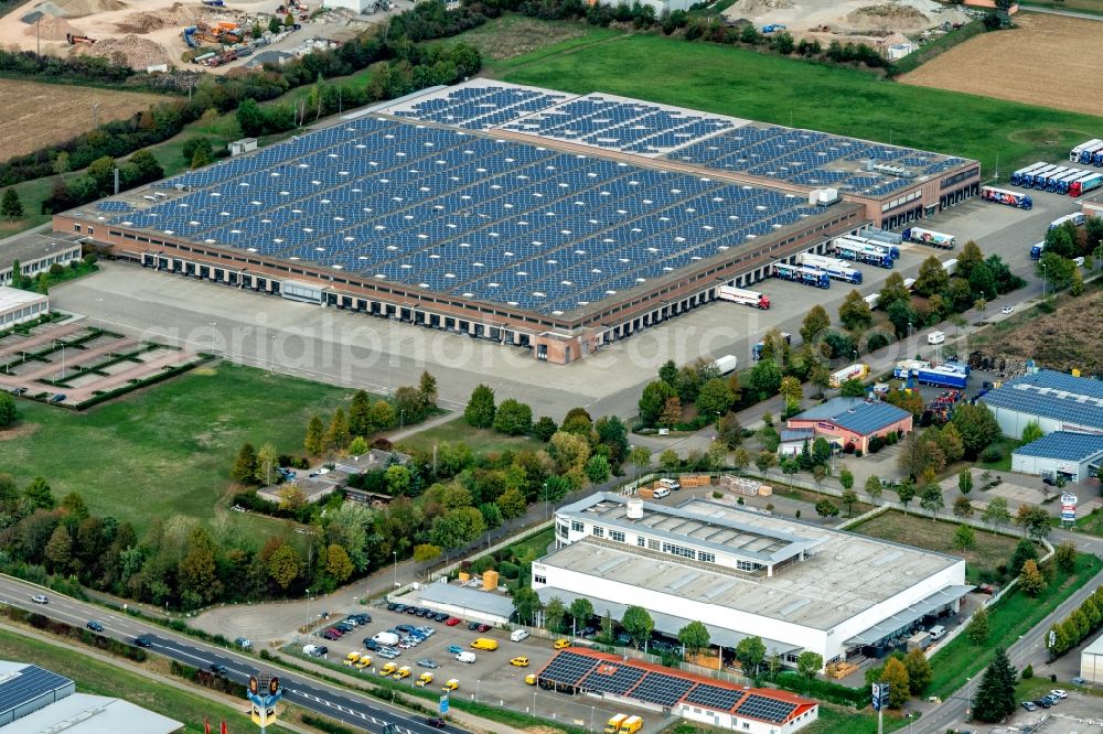 Aerial image Orschweier - Warehouses and forwarding building of ALDI Mahlberg Unternehmensgruppe ALDI SUeD on Rotackerstrasse in Orschweier in the state Baden-Wurttemberg, Germany