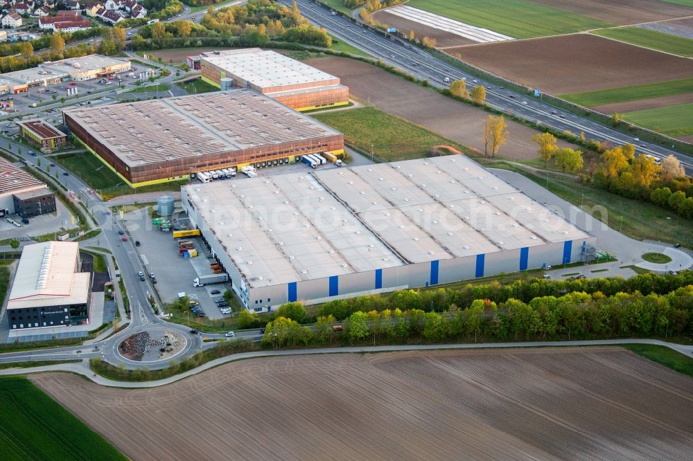 Lorsch from the bird's eye view: Warehouses and forwarding building of Bonano GmbH in Lorsch in the state Hesse, Germany