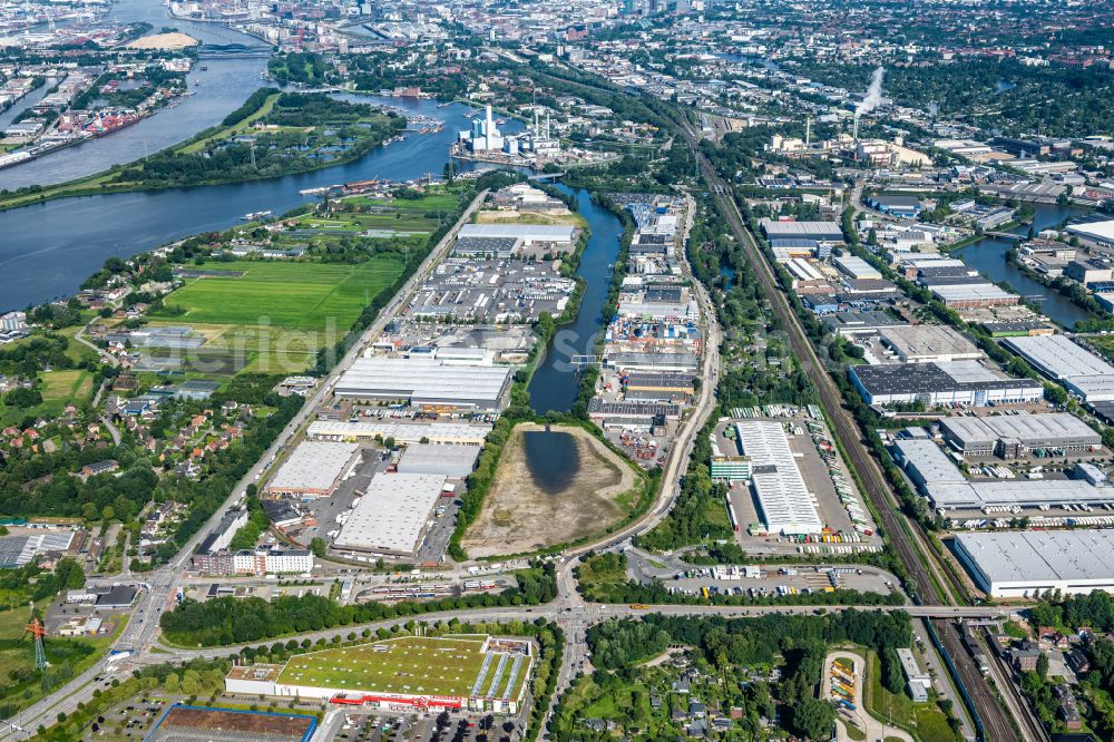 Aerial image Hamburg - Warehouses and forwarding building Bursped an der Halskestrasse in Hamburg