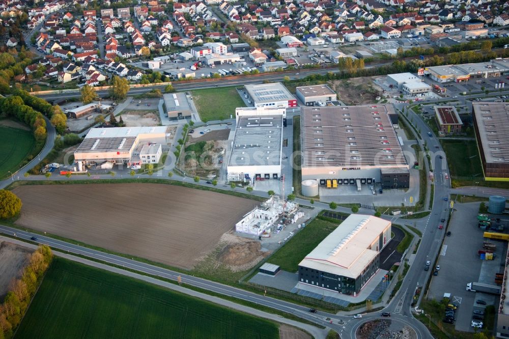 Aerial image Lorsch - Warehouses and forwarding building von Caterpillar in Lorsch in the state Hesse, Germany