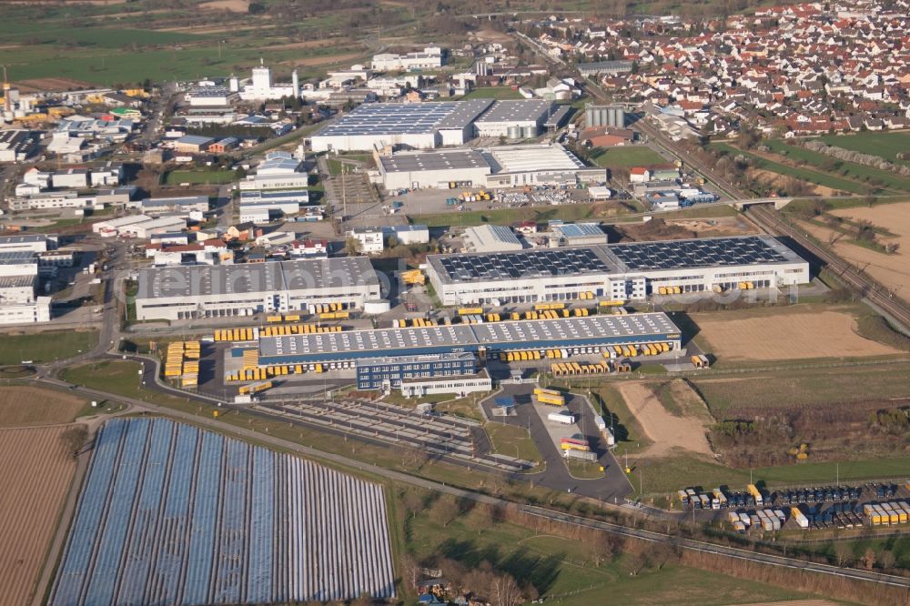 Malsch from above - Warehouses and forwarding building of Dachser GmbH & Co.KG in Malsch in the state Baden-Wuerttemberg