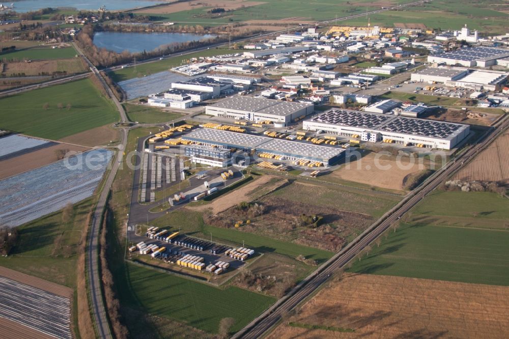 Malsch from above - Warehouses and forwarding building of Dachser GmbH & Co.KG in Malsch in the state Baden-Wuerttemberg