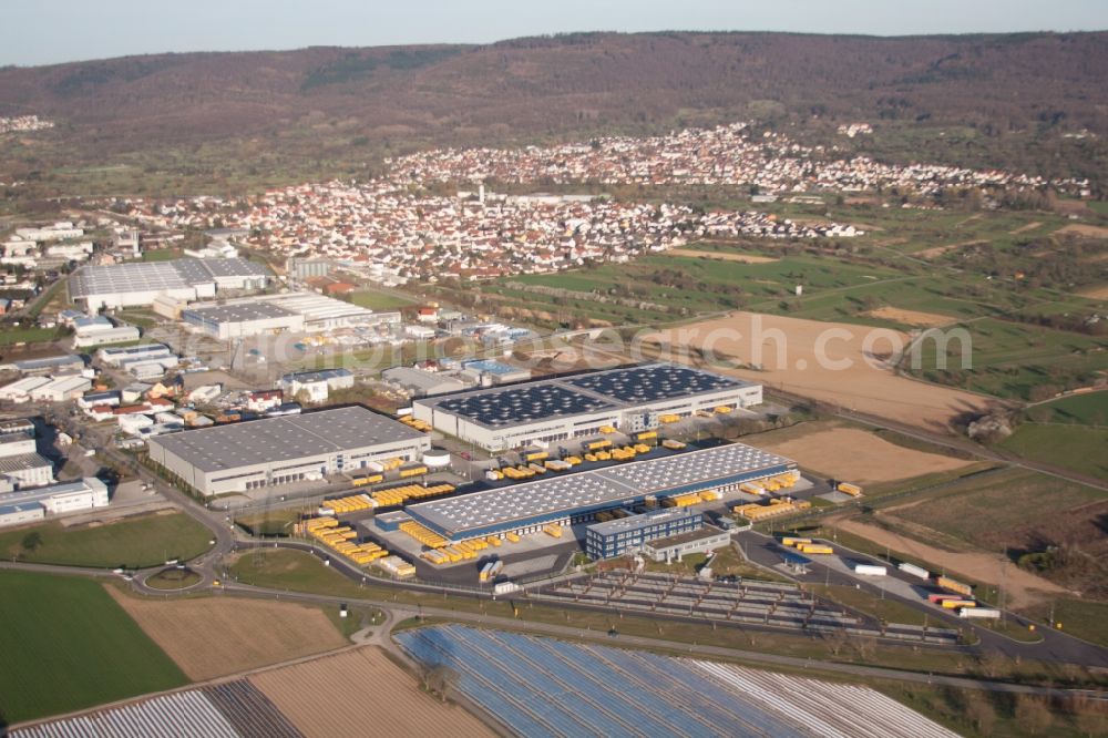 Aerial image Malsch - Warehouses and forwarding building of Dachser GmbH & Co.KG in Malsch in the state Baden-Wuerttemberg