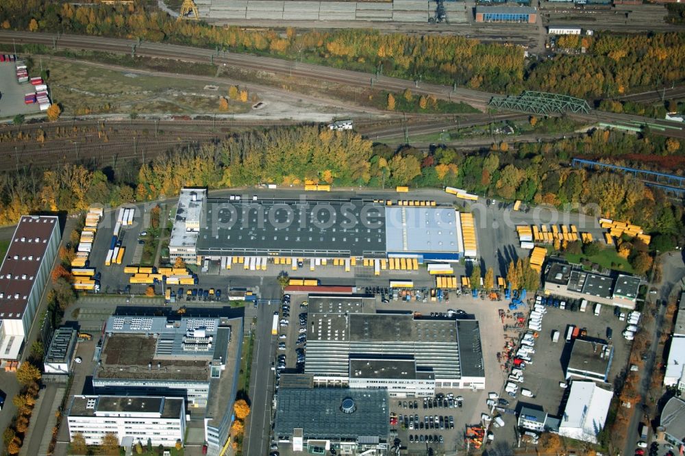 Malsch from the bird's eye view: Warehouses and forwarding building of Dachser GmbH & Co.KG in Malsch in the state Baden-Wuerttemberg