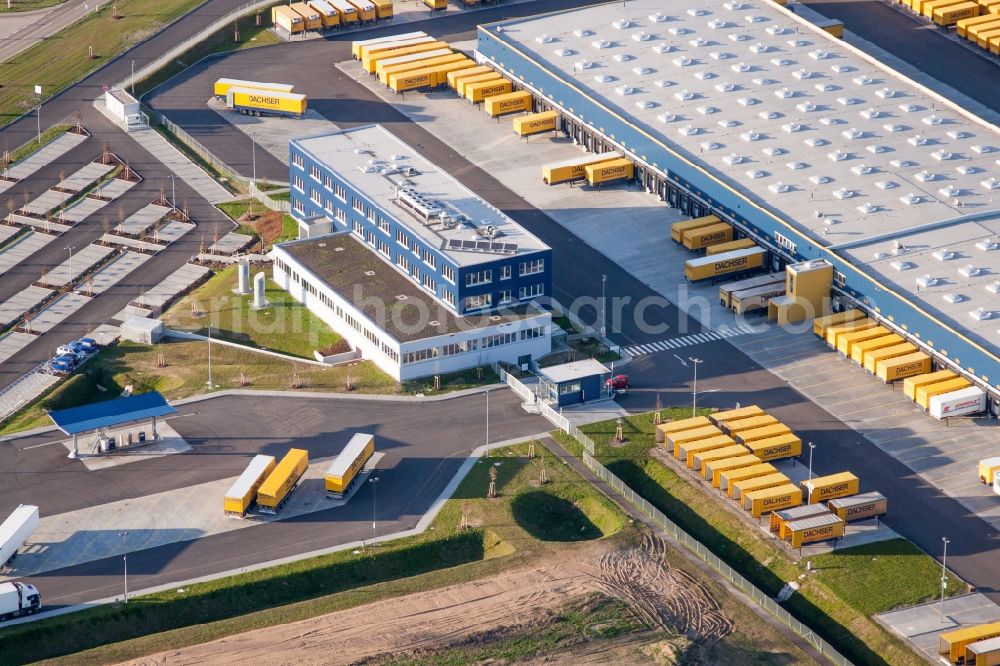 Aerial image Malsch - Warehouses and forwarding building of Dachser GmbH & Co.KG in Malsch in the state Baden-Wuerttemberg, Germany