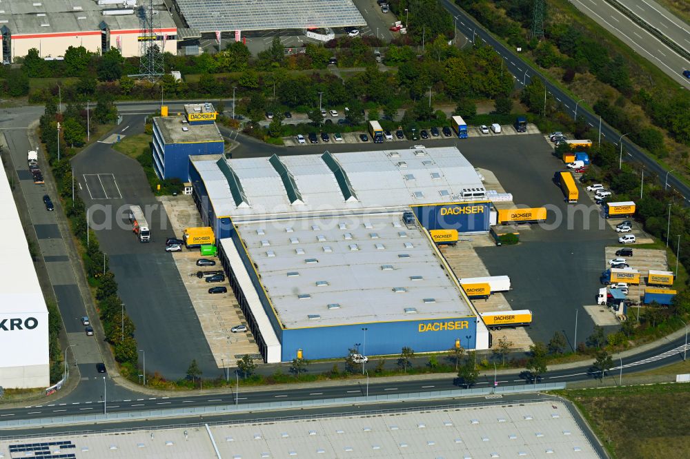 Aerial photograph Radeburg - Warehouses and forwarding building of Dachser SE Zum Wertfeld in Radeburg in the state Saxony, Germany