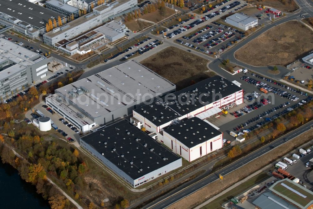 Aerial image Forchheim - Warehouses and forwarding building on on Hardeckstrasse in Forchheim in the state Bavaria, Germany