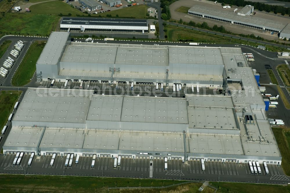 Lauenau from above - Warehouses and forwarding building of EDEKA- Logistic Center in Lauenau in the state Lower Saxony