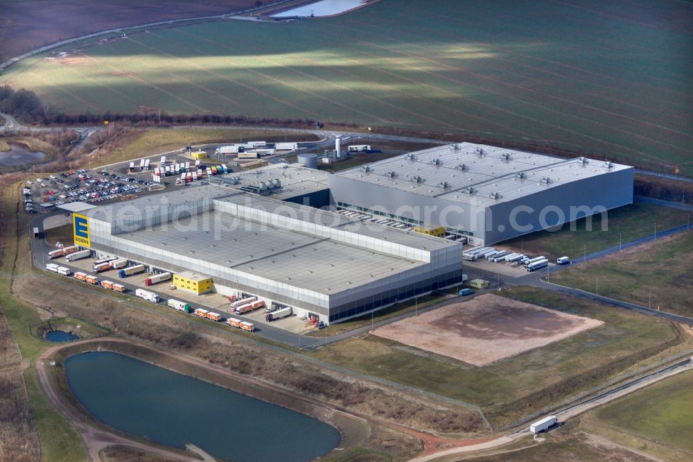 Aerial photograph Striegistal - Warehouses and forwarding building EDEKA Zentrallager in Striegistal in the state Saxony, Germany