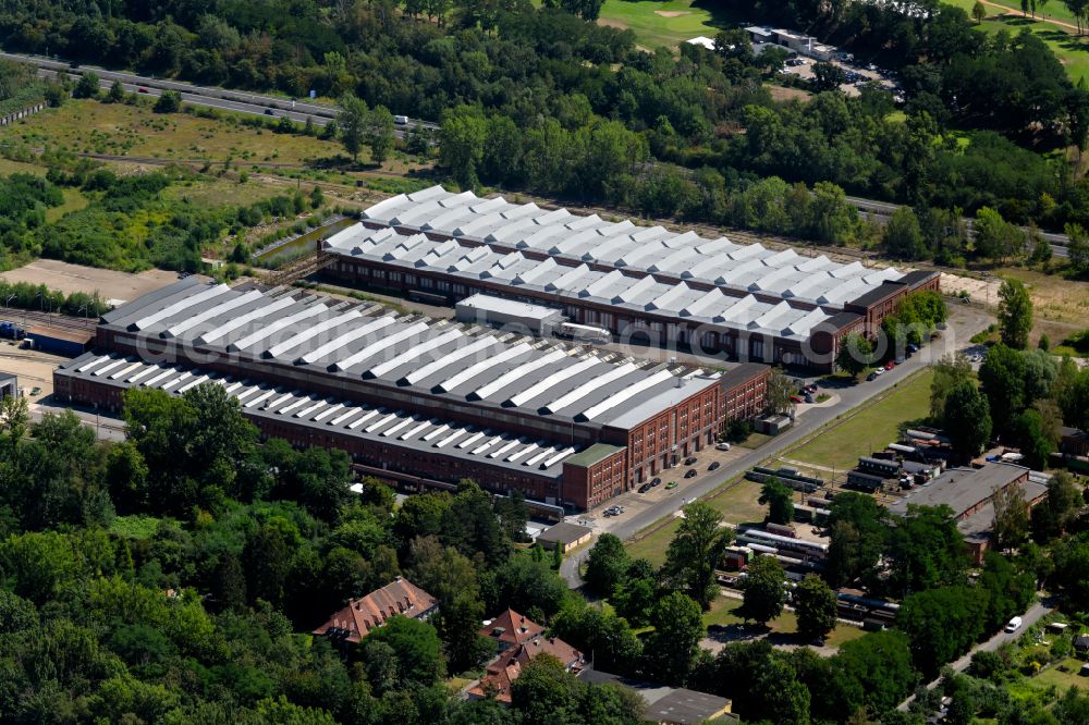 Braunschweig from above - Warehouses and forwarding building and railway museum in Brunswick in the state Lower Saxony, Germany