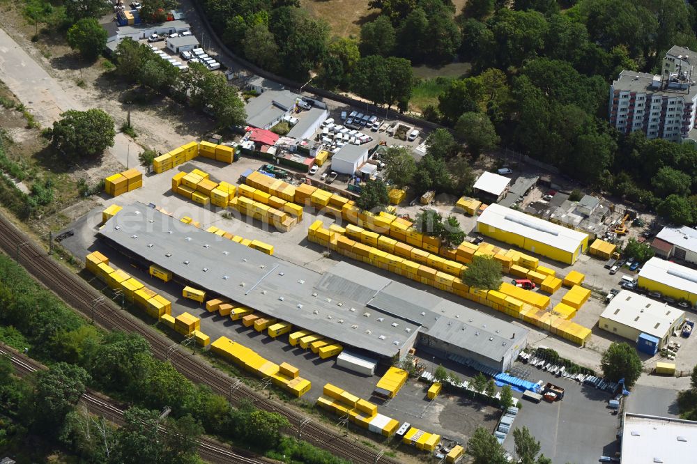 Berlin from above - Warehouses and forwarding building of Firma HERTLING GmbH & Co. KG on street Sophie-Charlotten-Strasse in Berlin, Germany