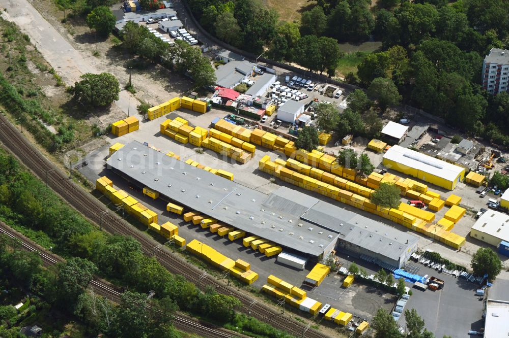 Berlin from the bird's eye view: Warehouses and forwarding building of Firma HERTLING GmbH & Co. KG on street Sophie-Charlotten-Strasse in Berlin, Germany