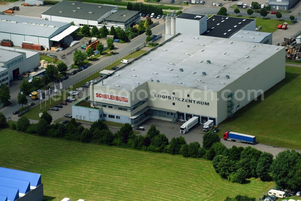 Aerial image Schwarzenbek - Warehouses and forwarding building of Firma Schulenburg in Moebelpark Sachsenwald in Schwarzenbek in the state Schleswig-Holstein, Germany