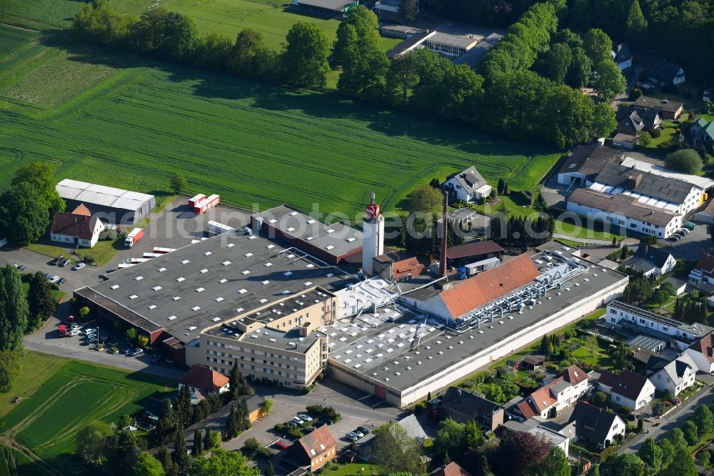 Aerial photograph Hunnebrock - Warehouses and forwarding building of Gebr.Nehl Holzindustrie GmbH & Co.KG in Hunnebrock in the state North Rhine-Westphalia, Germany