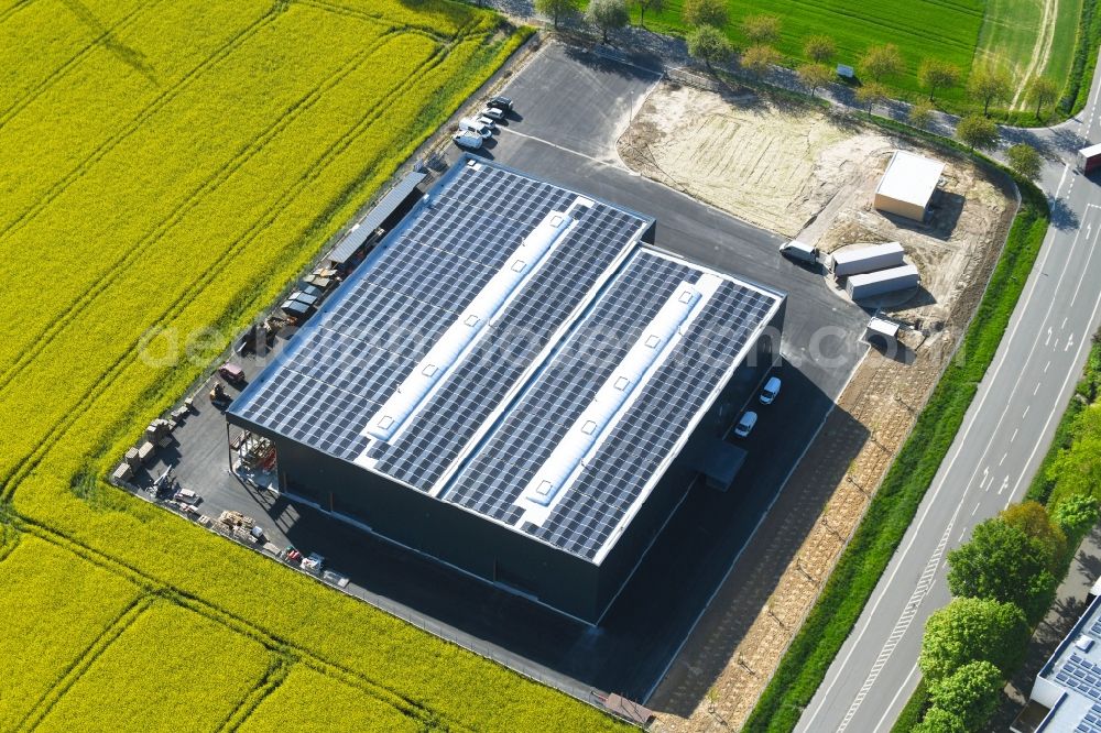 Enger from above - Warehouses and forwarding building on Gewerbegebiet Oldinghausen in Enger in the state North Rhine-Westphalia, Germany