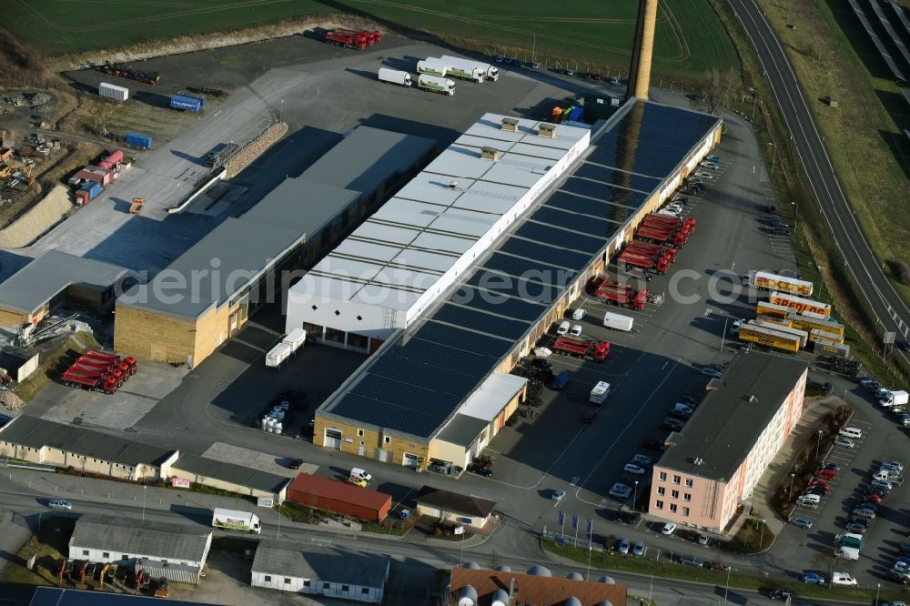 Aerial image Taucha - Warehouses and forwarding building Gilles & Wagner Spedition GmbH & Co. KG on Poenitzer Weg in Taucha in the state Saxony