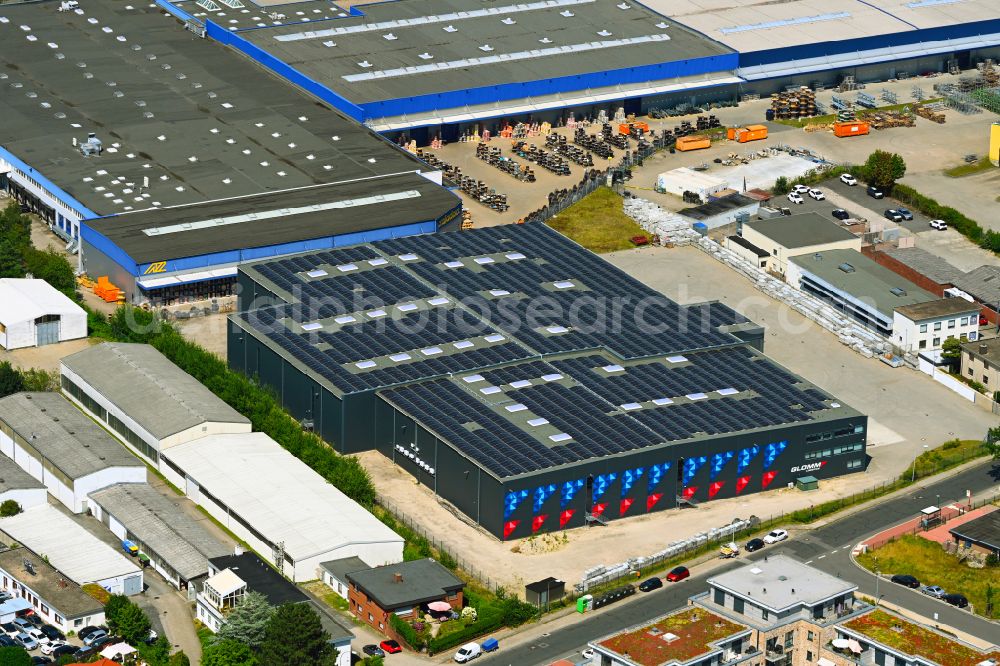 Neu Wulmstorf from the bird's eye view: Warehouses and forwarding building of Glomm Logistics GmbH on street Fritz-Reuter-Strasse in Neu Wulmstorf in the state Lower Saxony, Germany