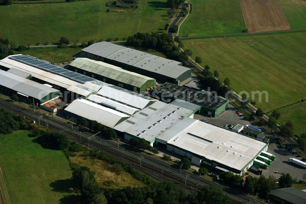 Aerial image Uetze - Warehouses and forwarding building Groka Gross-Kartoffelvertrieb Dollbergen GmbH & Co. KG an der Eddesser Landstrasse in Uetze in the state Lower Saxony