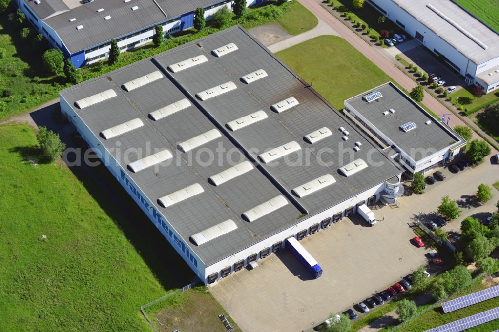 Aerial photograph Lützen OT Zorbau - Warehouses and forwarding building the wholesale company Franz Kerstin House GmbH & Co. KG in Zorbau, a district of Lutzen in Saxony-Anhalt