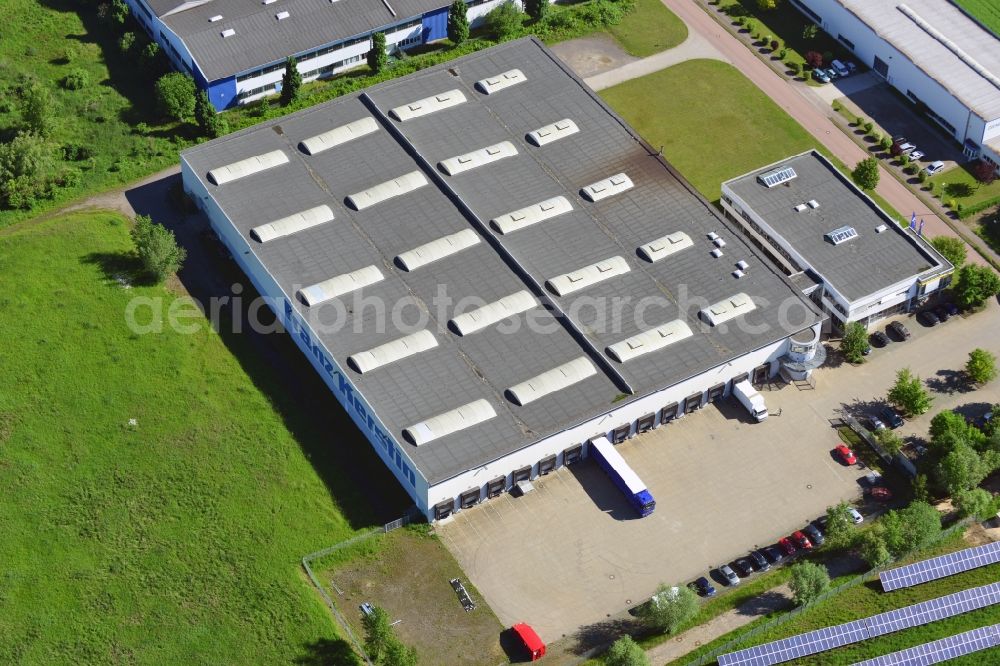 Lützen OT Zorbau from above - Warehouses and forwarding building the wholesale company Franz Kerstin House GmbH & Co. KG in Zorbau, a district of Lutzen in Saxony-Anhalt