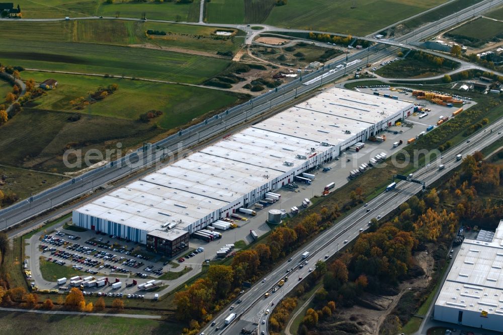 Forchheim from the bird's eye view: Warehouses and forwarding building on Hardeckstrasse in Forchheim in the state Bavaria, Germany