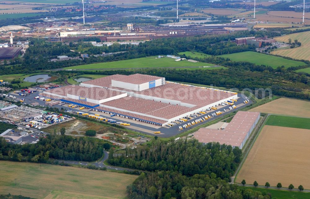 Aerial image Salzgitter - Warehouses and forwarding building IKEA Distributionscenter in Salzgitter in the state Lower Saxony, Germany