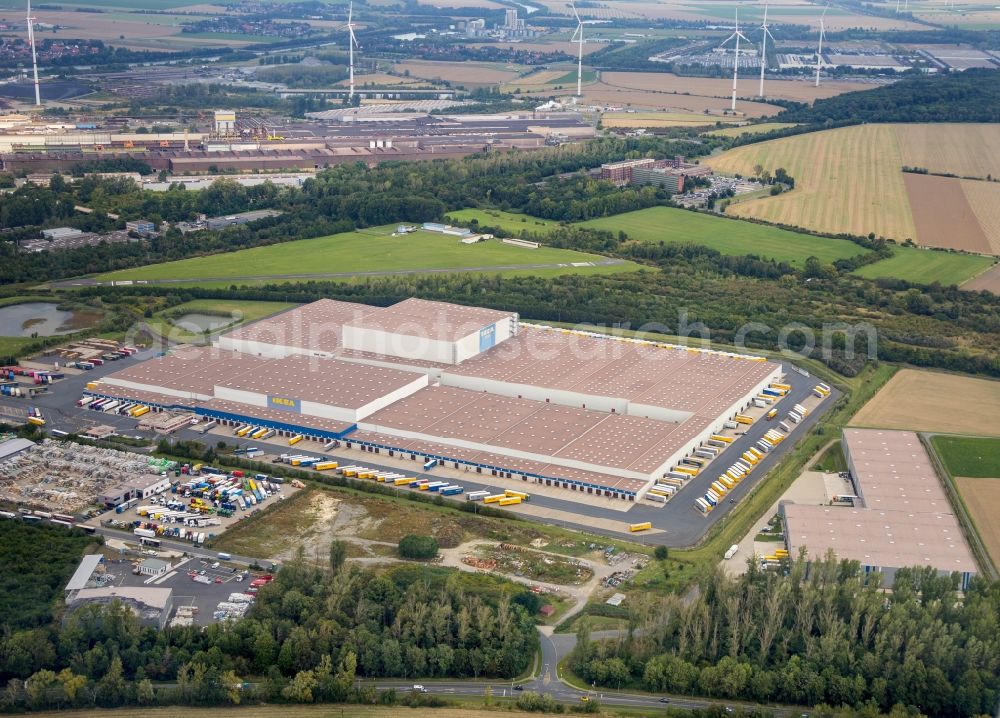 Aerial photograph Salzgitter - Warehouses and forwarding building IKEA Distributionscenter in Salzgitter in the state Lower Saxony, Germany