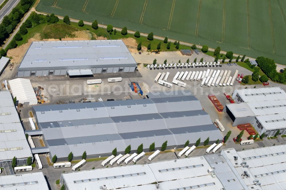 Plattling from above - Warehouses and forwarding building of Kermi GmbH in the district Pankofen in Plattling in the state Bavaria, Germany