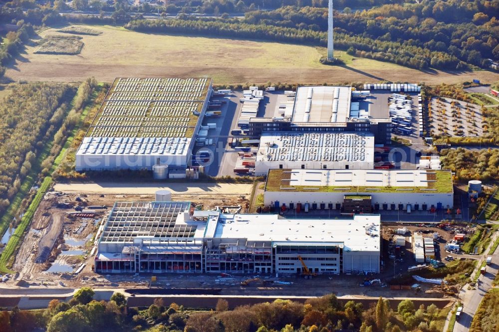 Aerial image Hamburg - Warehouses and forwarding building of Kuehne + Nagel AG & Co. KG in Hamburg, Germany