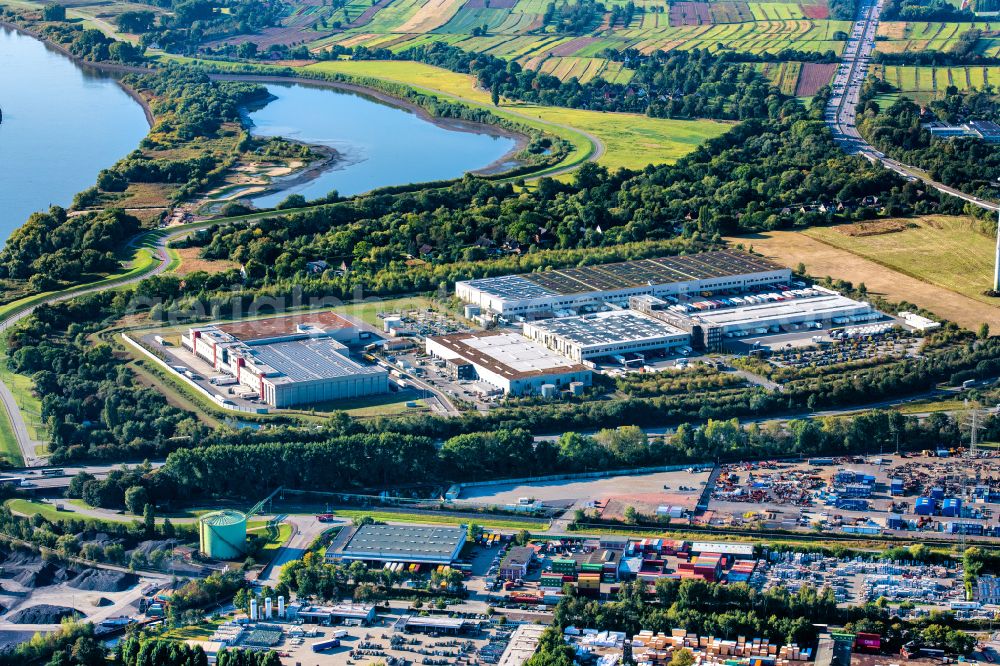 Aerial photograph Hamburg - Warehouses and forwarding building of Kuehne + Nagel AG & Co. KG on street Beim Schroederschen Hof in Hamburg, Germany