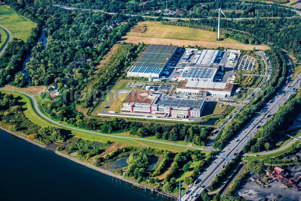 Hamburg from above - Warehouses and forwarding building of Kuehne + Nagel AG & Co. KG on street Beim Schroederschen Hof in Hamburg, Germany