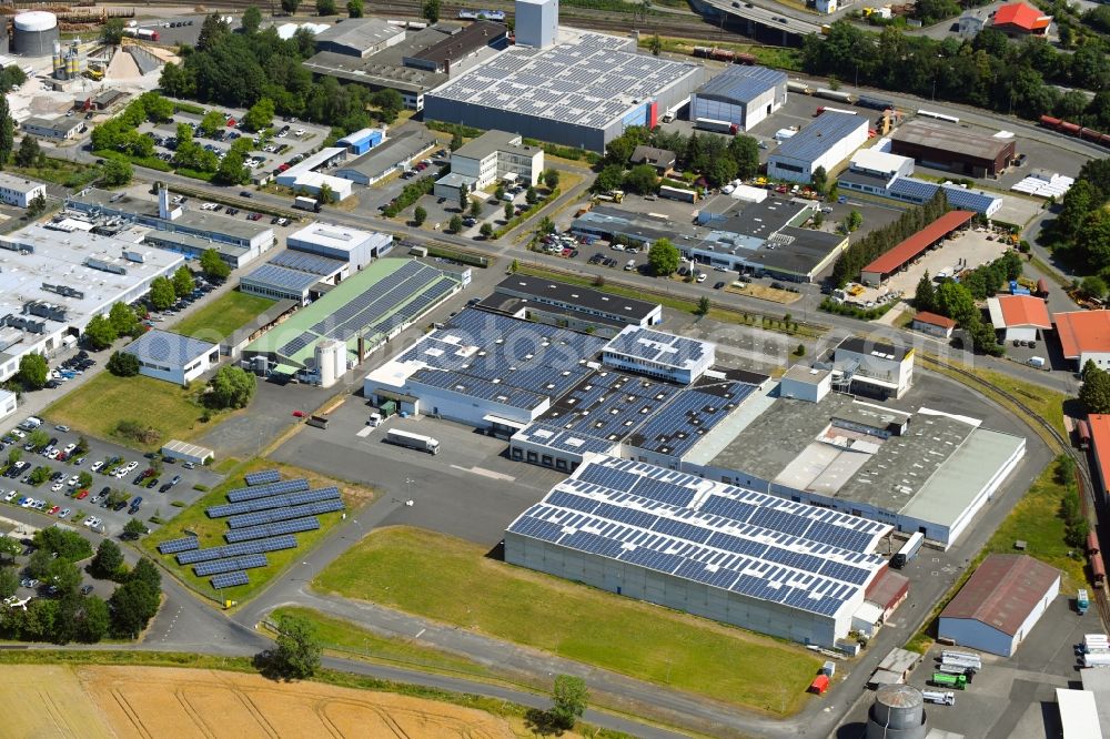 Aerial image Bebra - Warehouses and forwarding building of Krug Logistik GmbH in Bebra in the state Hesse, Germany