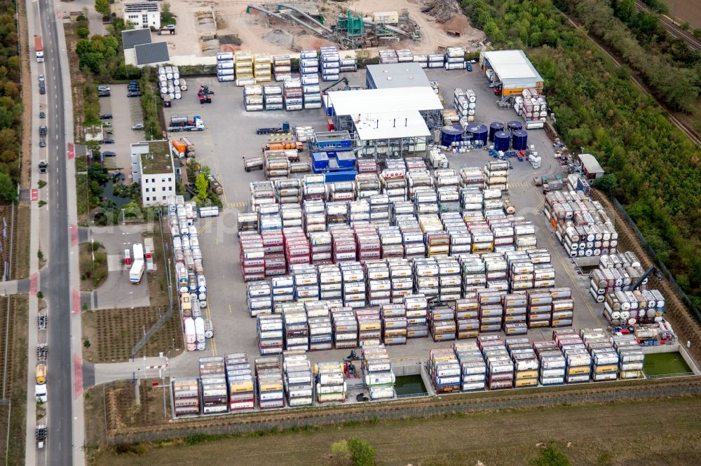 Aerial photograph Worms - Warehouses and forwarding building Kube & Kubenz in Worms in the state Rhineland-Palatinate, Germany