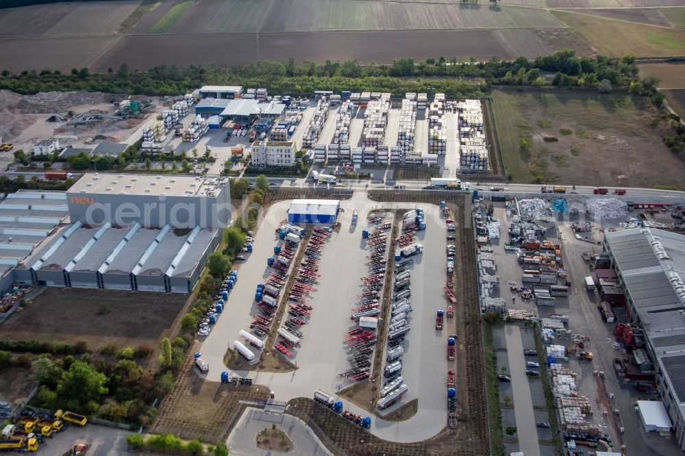 Worms from above - Warehouses and forwarding building Kube & Kubenz in Worms in the state Rhineland-Palatinate, Germany