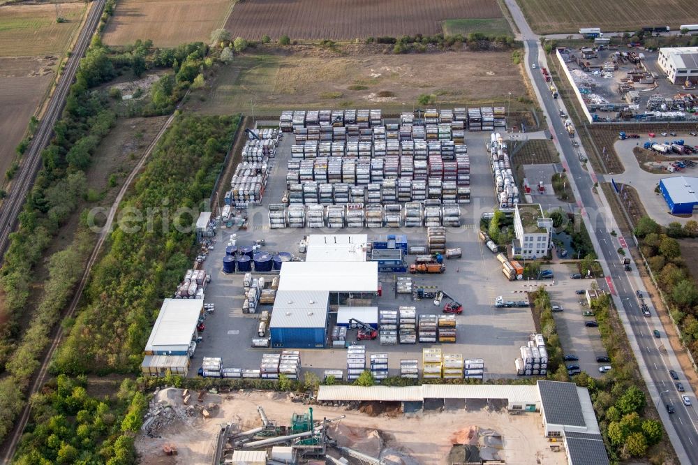 Aerial photograph Worms - Warehouses and forwarding building Kube & Kubenz in Worms in the state Rhineland-Palatinate, Germany