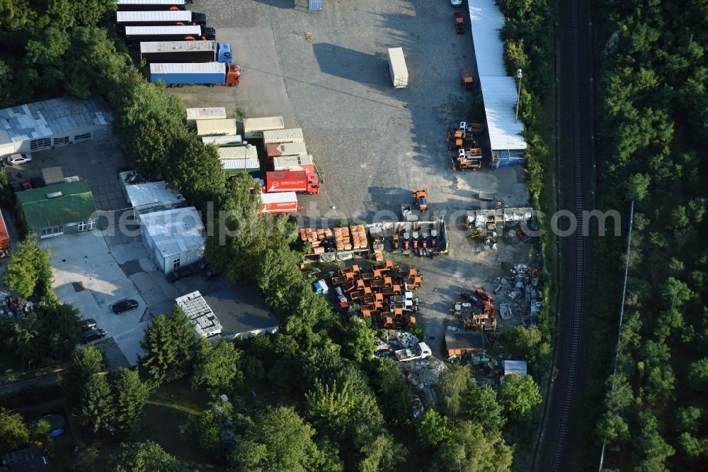 Berlin from the bird's eye view: Warehouses and forwarding building off JS Kurier- & Moebeltransporte in Berlin