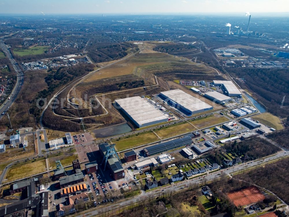 Aerial image Herten - Warehouses and forwarding building LGI Logistics Group International and PANOPA Logistik GmbH on Friedrich-Bergius-Strasse in Herten in the state North Rhine-Westphalia