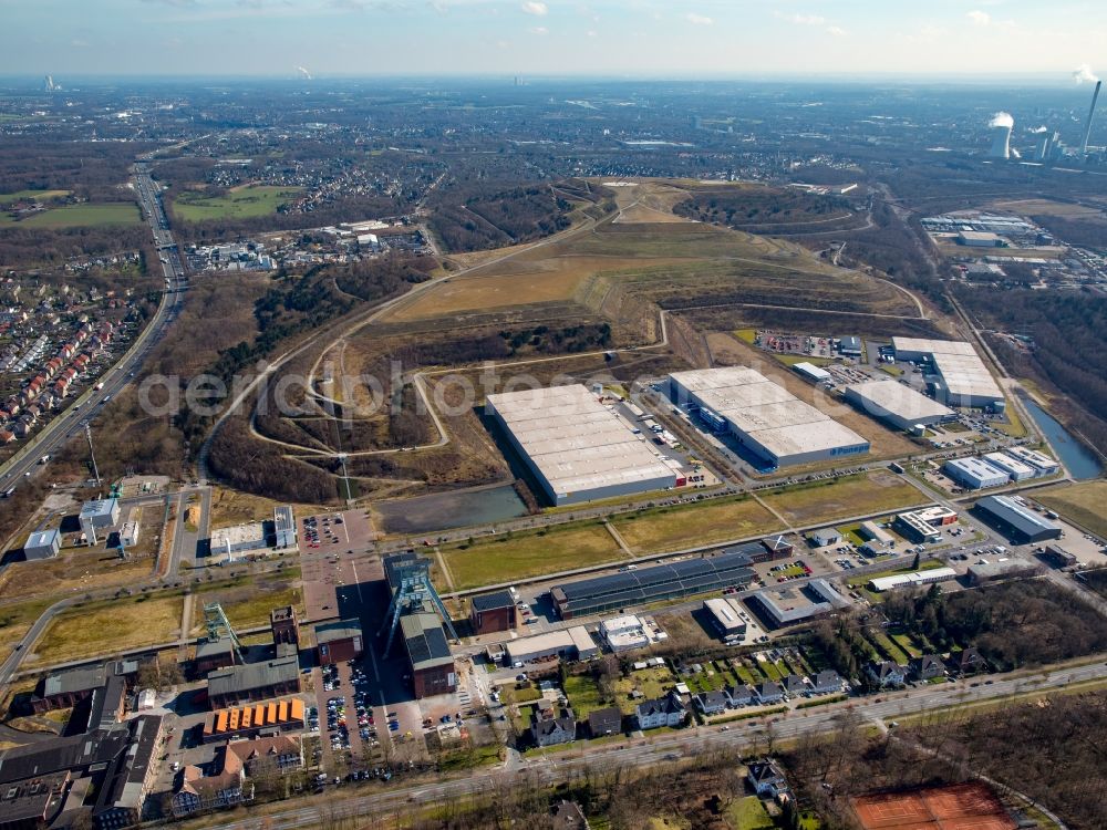 Aerial photograph Herten - Warehouses and forwarding building LGI Logistics Group International and PANOPA Logistik GmbH on Friedrich-Bergius-Strasse in Herten in the state North Rhine-Westphalia