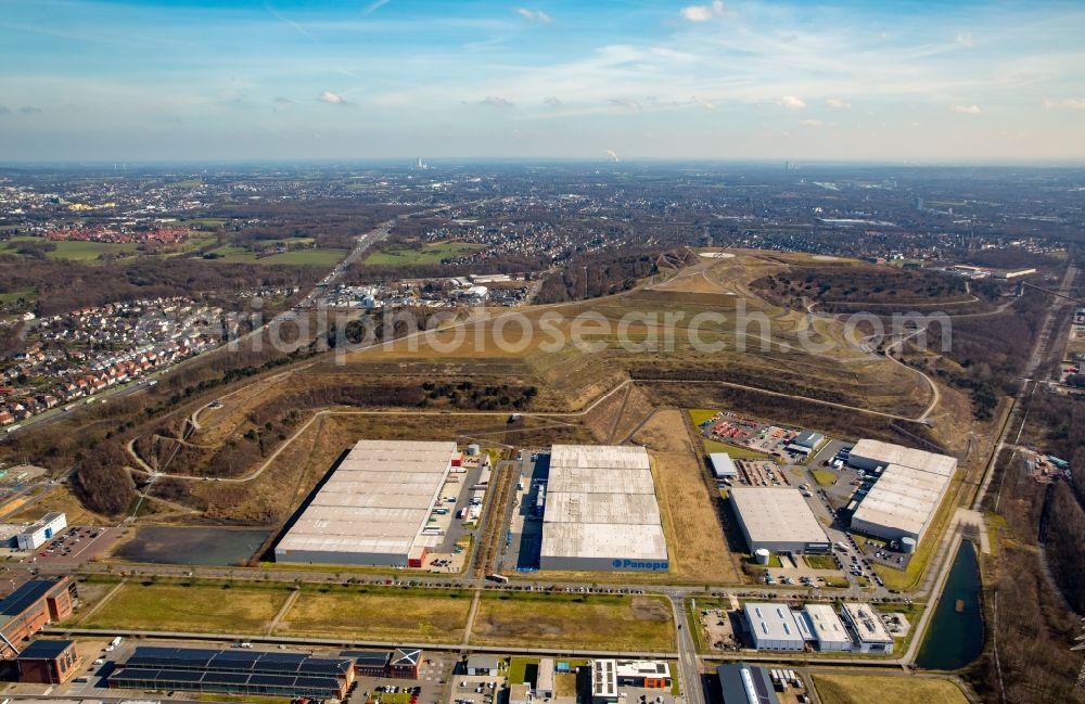 Aerial image Herten - Warehouses and forwarding building LGI Logistics Group International and PANOPA Logistik GmbH on Friedrich-Bergius-Strasse in Herten in the state North Rhine-Westphalia