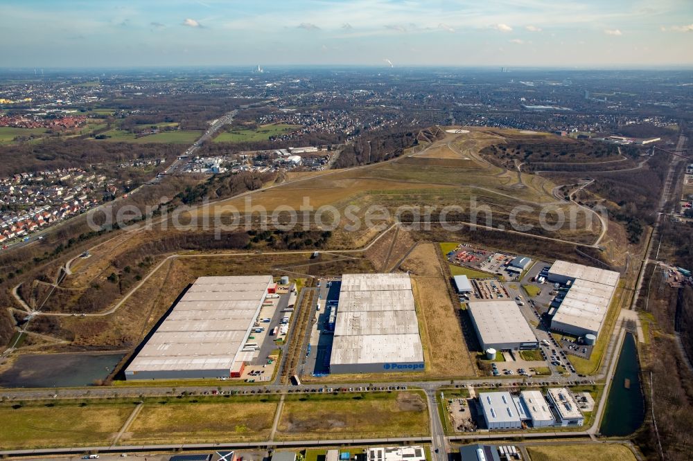 Aerial photograph Herten - Warehouses and forwarding building LGI Logistics Group International and PANOPA Logistik GmbH on Friedrich-Bergius-Strasse in Herten in the state North Rhine-Westphalia