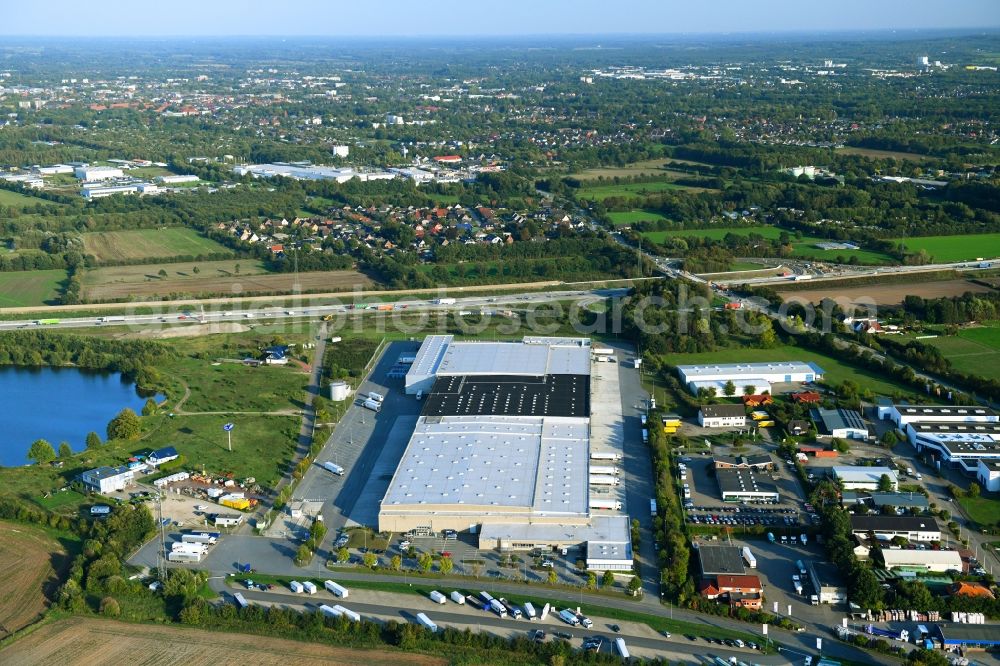 Wasbek from the bird's eye view: Warehouses and forwarding building Lidl GmbH & Co. KG in Wasbek in the state Schleswig-Holstein, Germany