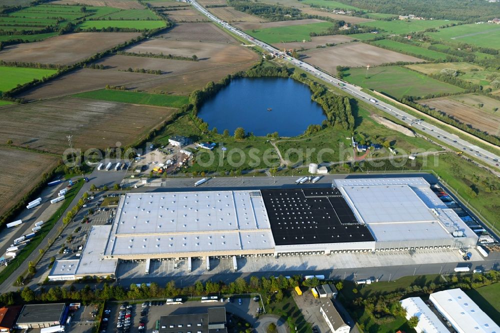 Wasbek from the bird's eye view: Warehouses and forwarding building Lidl GmbH & Co. KG in Wasbek in the state Schleswig-Holstein, Germany