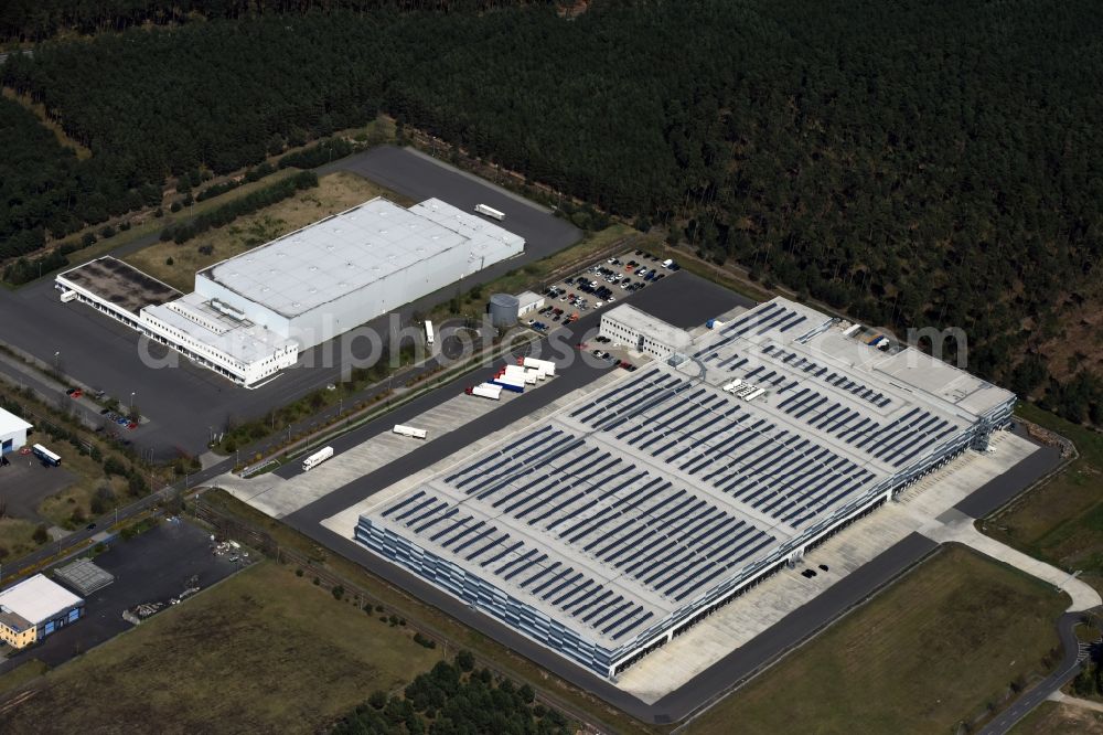 Aerial image Freienbrink - Warehouses and forwarding building Lidl Vertriebs-GmbH & Co. KG an der Ahornstrasse in Freienbrink in the state Brandenburg