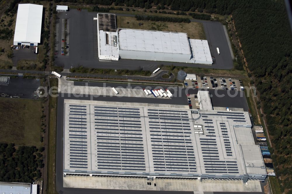 Freienbrink from above - Warehouses and forwarding building Lidl Vertriebs-GmbH & Co. KG an der Ahornstrasse in Freienbrink in the state Brandenburg