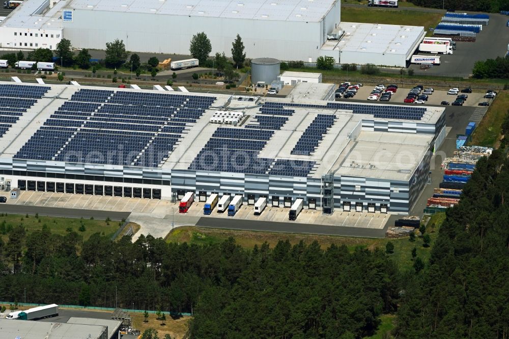 Freienbrink from above - Warehouses and forwarding building Lidl Vertriebs-GmbH & Co. KG an der Ahornstrasse in Freienbrink in the state Brandenburg