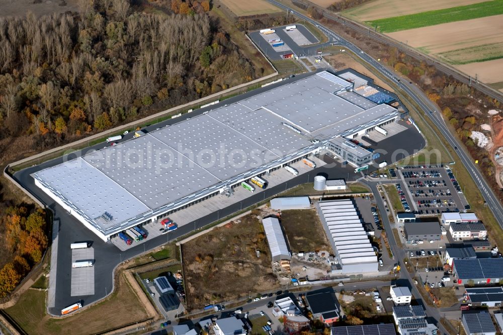 Eggolsheim from above - Warehouses and forwarding building Lidl Vertriebs GmbH & Co. KG In of Bueg in Eggolsheim in the state Bavaria, Germany