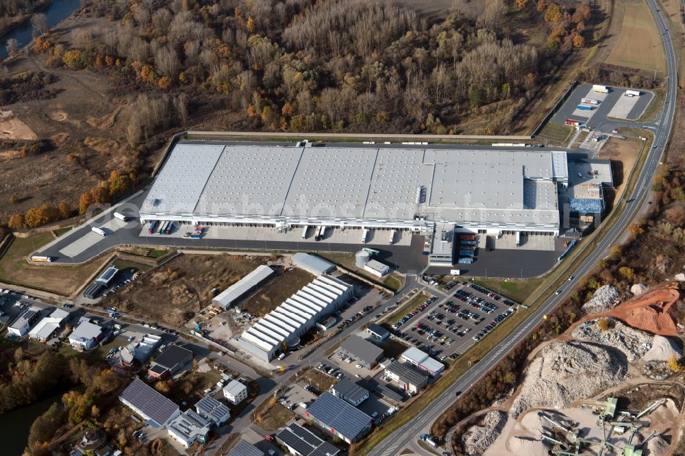 Eggolsheim from the bird's eye view: Warehouses and forwarding building Lidl Vertriebs GmbH & Co. KG In of Bueg in Eggolsheim in the state Bavaria, Germany