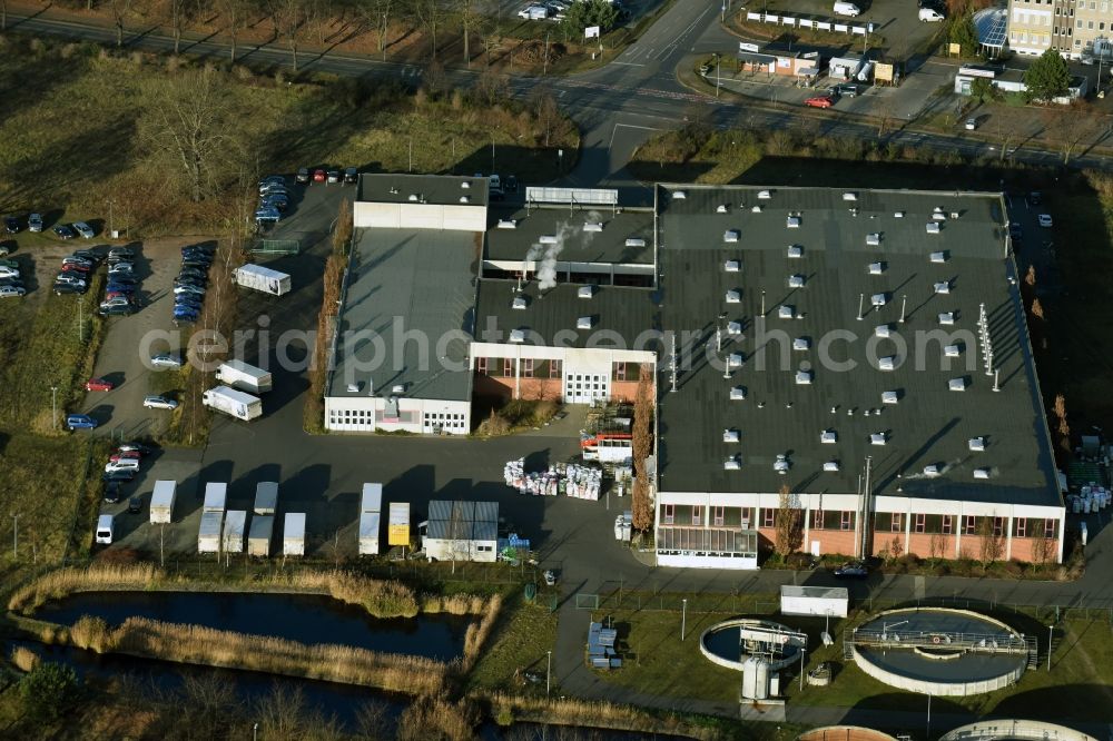 Aerial image Fürstenwalde/Spree - Warehouses and forwarding building Lindenstrasse in Fuerstenwalde/Spree in the state Brandenburg